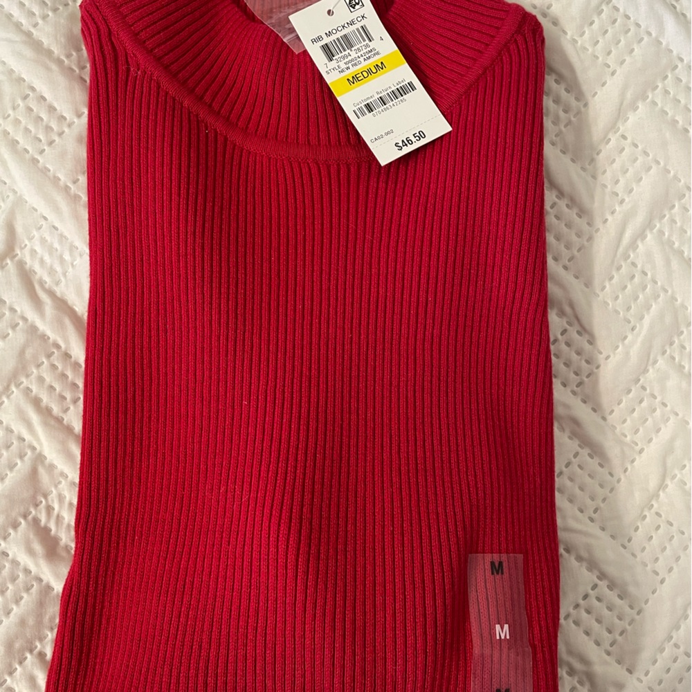 NWT. 3 for $18. Karen Scott Red Mock Turtleneck—Medium